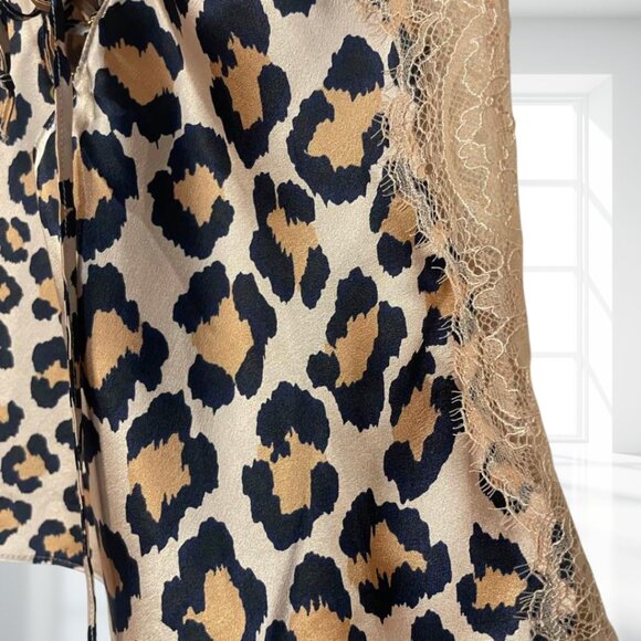 Victoria's Secret Leopard Print Cami Shorts Pajama Set Small Silky Satin Lace - Picture 8 of 15